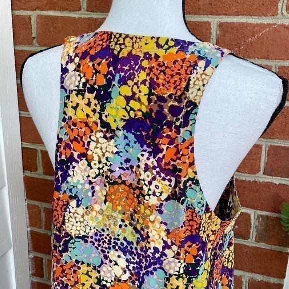 Ali Ro Colorful Floral Pleated Silk Dress Sz 12 - Picture 8 of 10